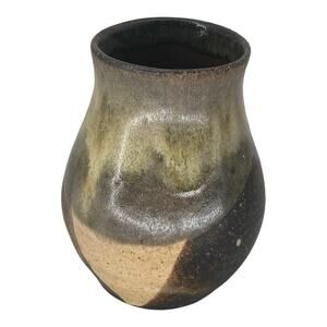 Vintage Studio Pottery Vase Signed Hand Thrown Ceramic Earth Tone